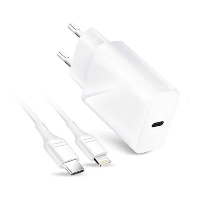 Forcell - Forcell Reseladdare USB-C med Lightning Kabel 3A 20W - Vit