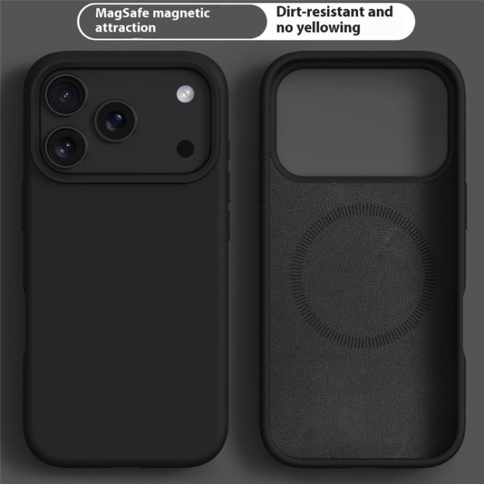 A-One Brand - iPhone 17 Pro Mobilskal MagSafe Liquid Silikon+PC - Svart