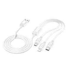 Hoco - Hoco 3in1 USB-A/MicroUSB/Lightning/Typ-C Kabel 1m 2A X74 - Vit