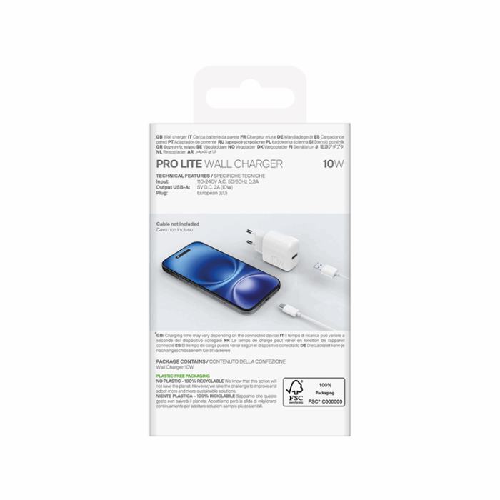 Puro - Puro Väggladdare 10W USB-C Prolite - Vit