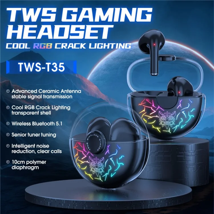 ONIKUMA - ONIKUMA In-Ear Gaming Hörlurar Bluetooth T35 - Svart