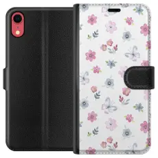 Gustaf - Pl&aring;nboksfodral till Apple iPhone XR med Blommor och fj&auml;rillar