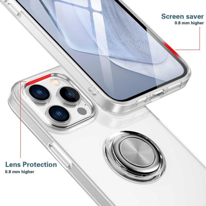 OEM - iPhone 14 Pro Max Skal TPU Ring Kickstand - Transparent