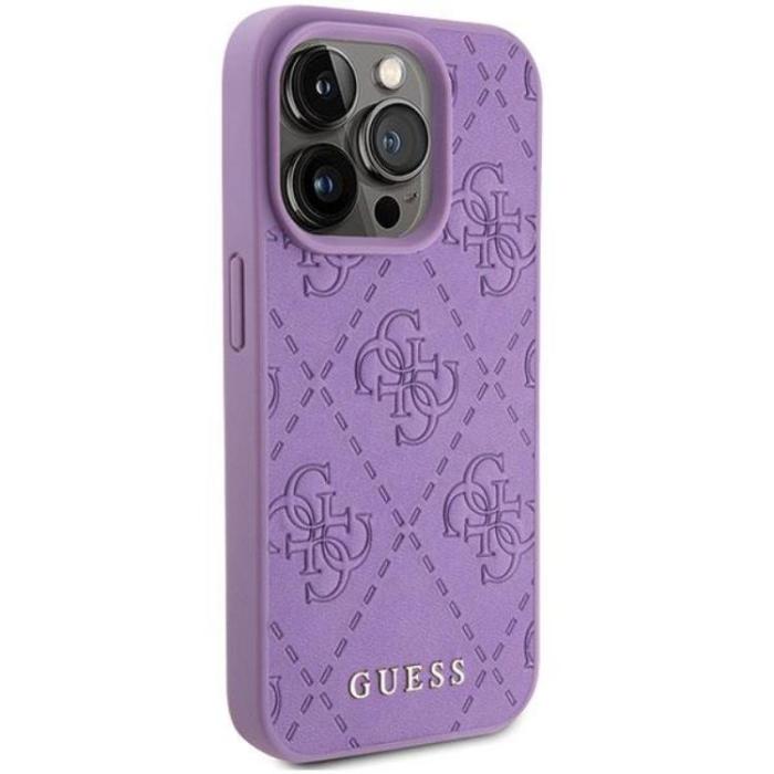 Guess - Guess iPhone 15 Pro Max Mobilskal Läder Stamped - Lila