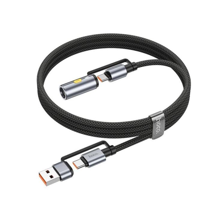 Hoco - Hoco USB-A/USB-C Till USB-C, Cigarettändare 60W 3A Kabel 1.2m U138 - Svart