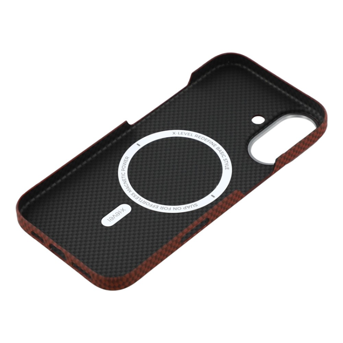 X-Level - X-LEVEL iPhone 17 Mobilskal MagSafe Carbon Nanofiber - Röd