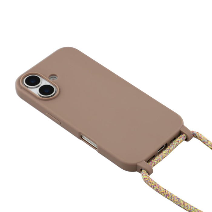 A-One Brand - iPhone 17 Mobilskal TPU Shockproof med Lanyard - Brun