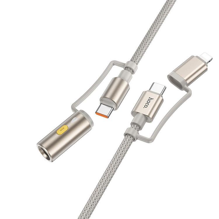 Hoco USB-C/Lightning Till USB-C Cigarettändare 60W 3A Kabel 1.2m U138 - Grå | 3541 | AlltMobil