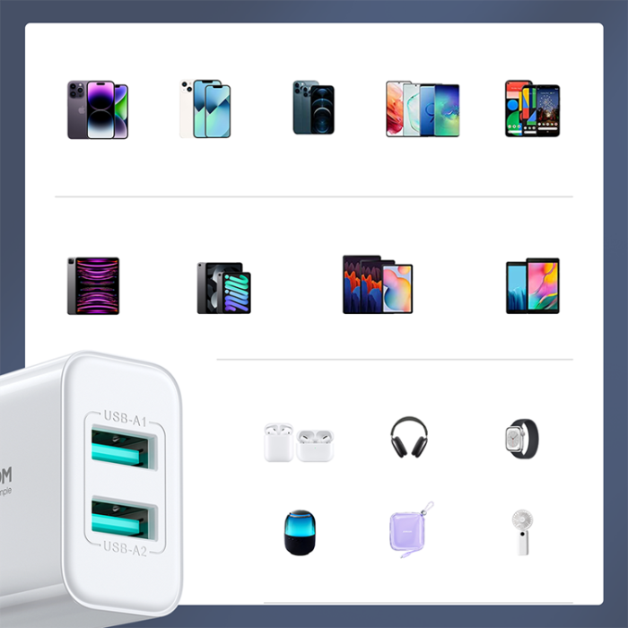 Joyroom - Joyroom Nätladdare 2xUSB-A 10.5W 2.1A - Vit