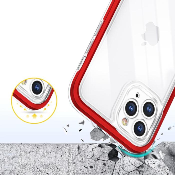 OEM - iPhone 11 Pro Max Skal Clear 3in1 - Röd