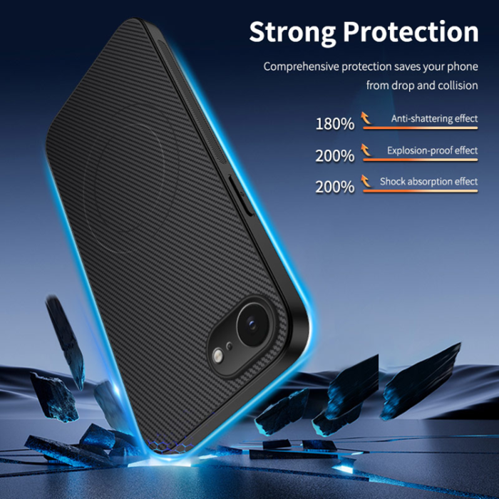 WANLONFENG - WANLONFENG iPhone 16e Mobilskal MagSafe Carbon Fiber TQ