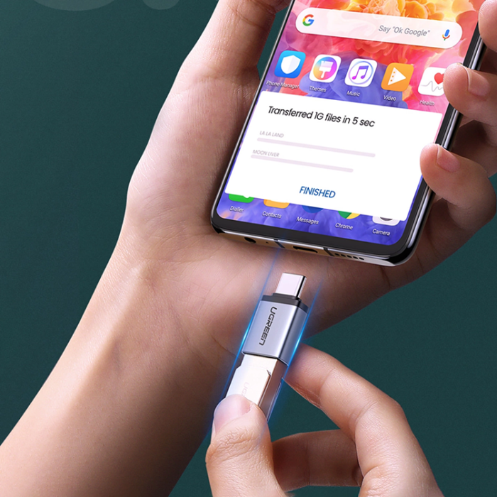 Ugreen - Ugreen USB-C till USB-A Adapter Med Snodd - Grå