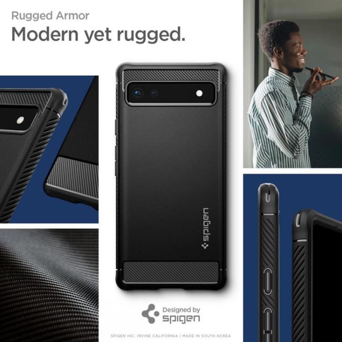 Spigen - Spigen Rugged Armor Skal Google Pixel 6a - Matte Svart