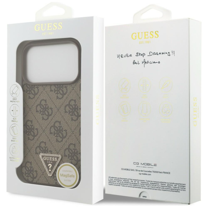 Guess - Guess Mobilskal För iPhone 18 Pro/17 Pro Magsafe Läder 4G Triangel Strass