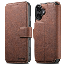SUTENI - SUTENI iPhone 17 Plånboksfodral Detachable Q-05 - Brun