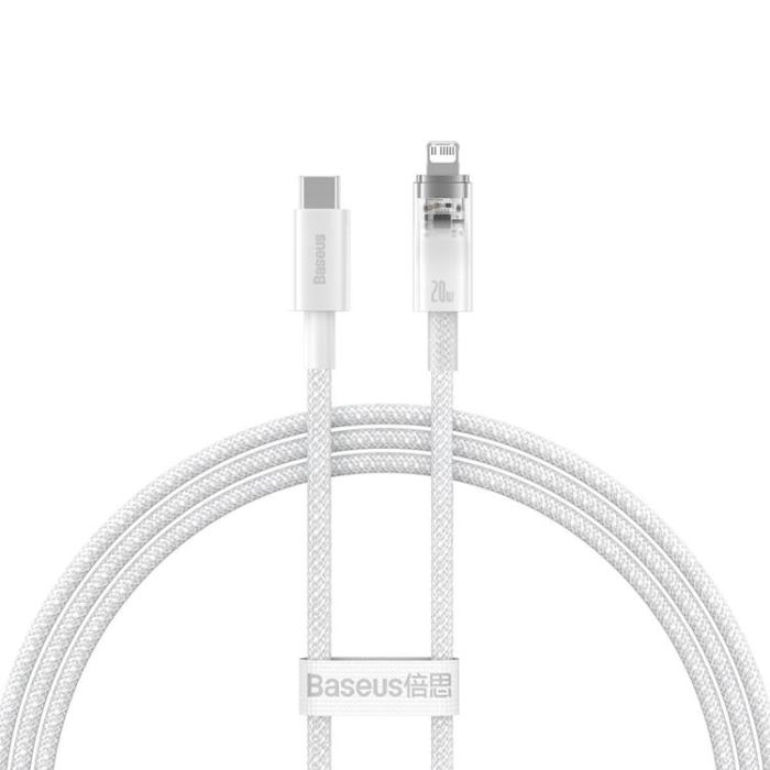 BASEUS - Baseus USB-C till lightning kabel 20W 2m Explorer - Vit