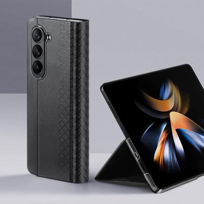 Dux Ducis - Dux Ducis Galaxy Z Fold 5 Plånboksfodral Bril Läder Flip - Svart