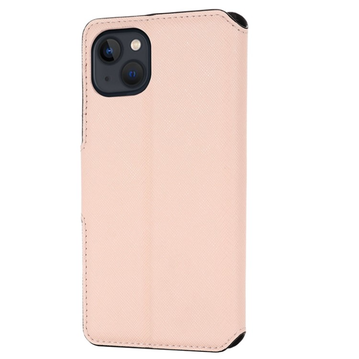 MUXMA - MUXMA iPhone 14 Plus Plånboksfodral Cross Texture - Rosa