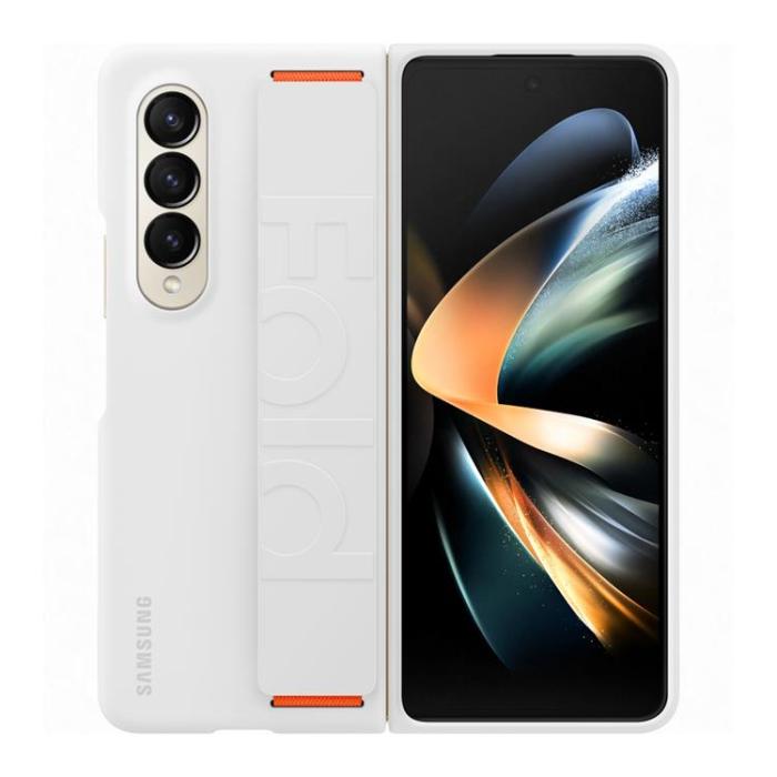 UTGATT1 - Samsung Galaxy Z Fold 4 Skal Silicone Grip Strap - Vit