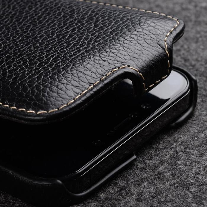 Melkco - MELKCO Mobilskal till iPhone 15 Plus Vertikalt Flip Äkta Läder + PC Lila
