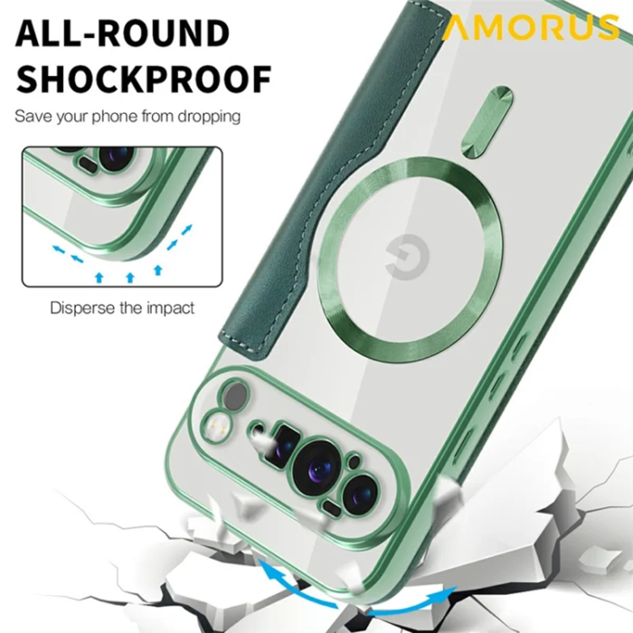 AMORUS - AMORUS Google Pixel 10 Pro XL Plånboksfodral Magsafe RFID - Grön