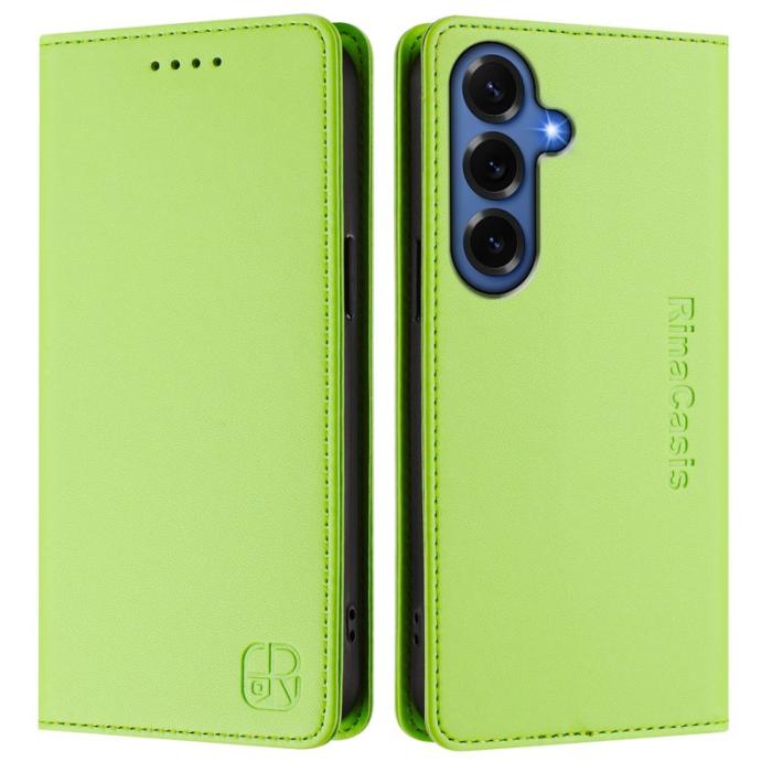 OEM - RINACASIS Samsung Galaxy S26+ Plånboksfodral Konstläder RFID Skydd - Grön