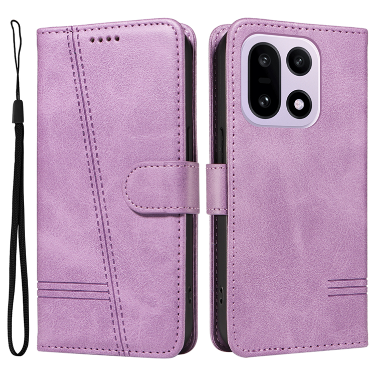 OnePlus 15 5G Plånboksfodral T-Shape Lines Konstläder (Ljuslila) | 2353 | AlltMobil