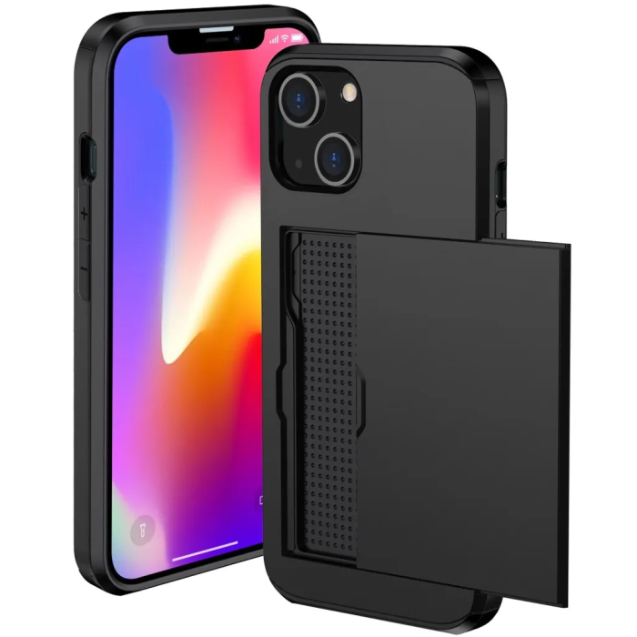 Taltech - iPhone 15 Plus Mobilskal Korthållare - Svart
