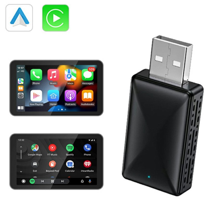 A-One Brand - CarPlay 2in1 Trådbunden Trådlös USB Adapter OTA - Svart