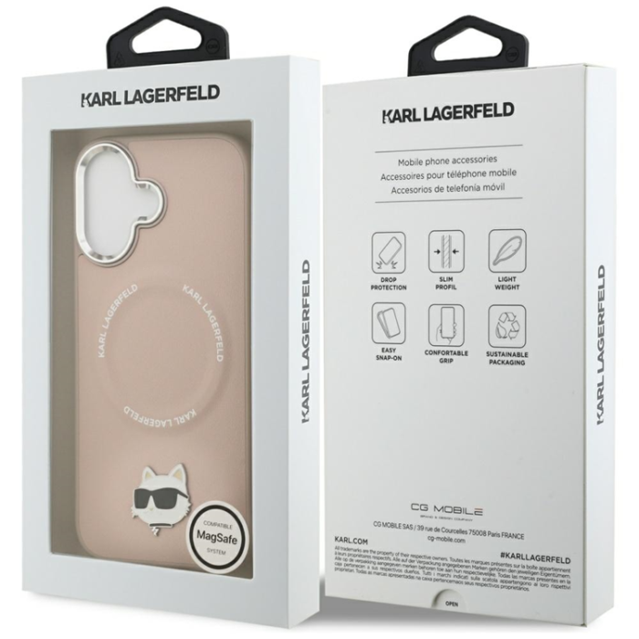 KARL LAGERFELD - Karl Lagerfeld iPhone 17 Mobilskal MagSafe Choupette Pin - Rosa