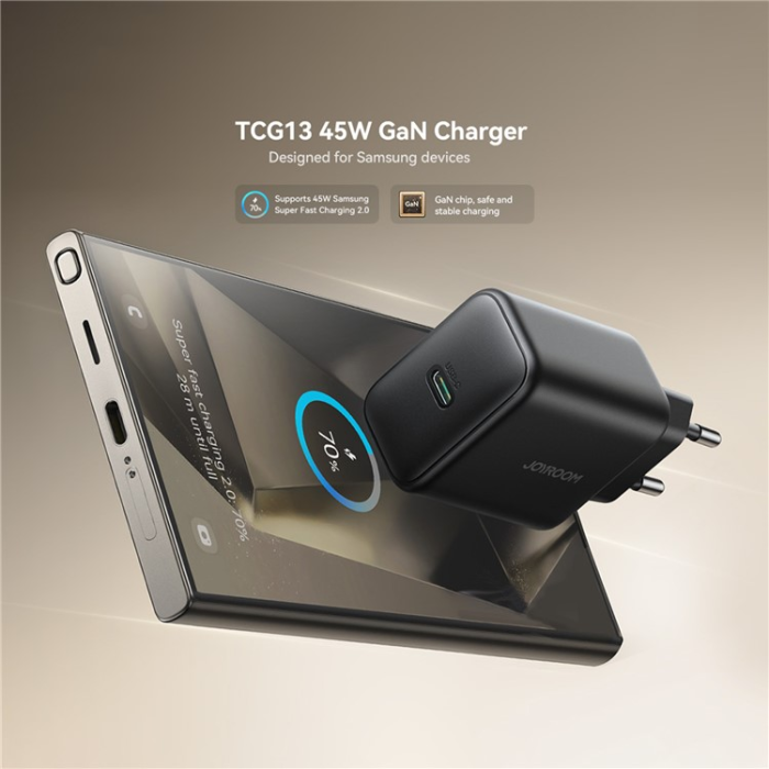 Joyroom - JOYROOM GaN Väggladdare USB-C 45W TCG13 EU Mini - Svart