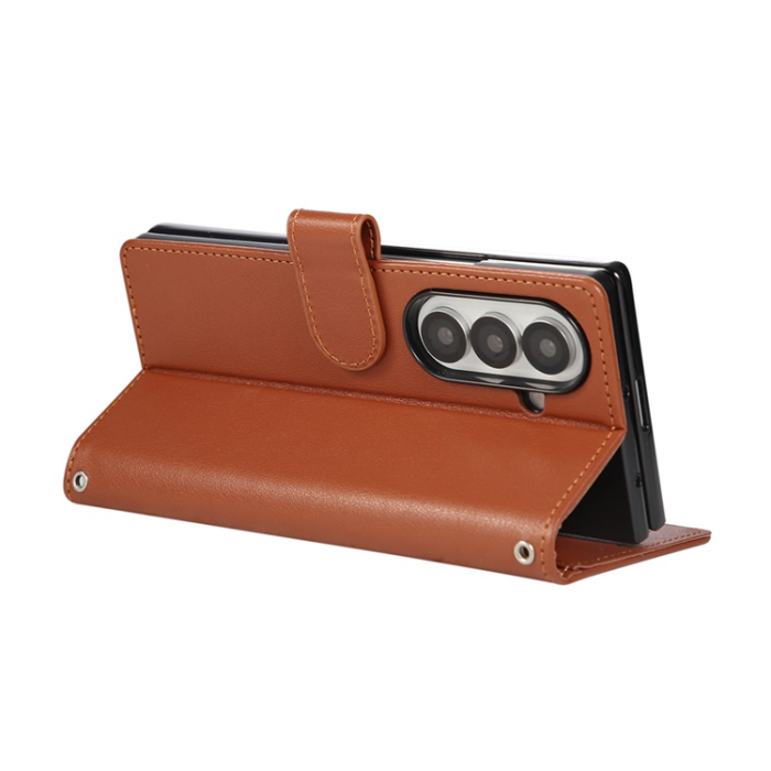 A-One Brand - Galaxy Z Fold7 Plånboksfodral Med Handledsrem - Brun