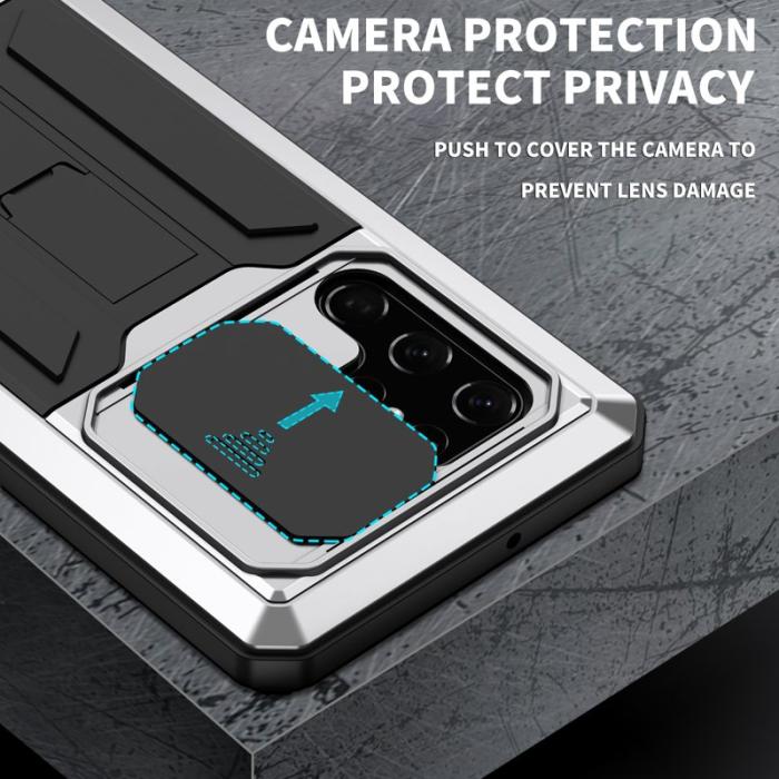 R-JUST - R-JUST Mobilskal till Galaxy S22 Ultra 5G Silver med Kickstand