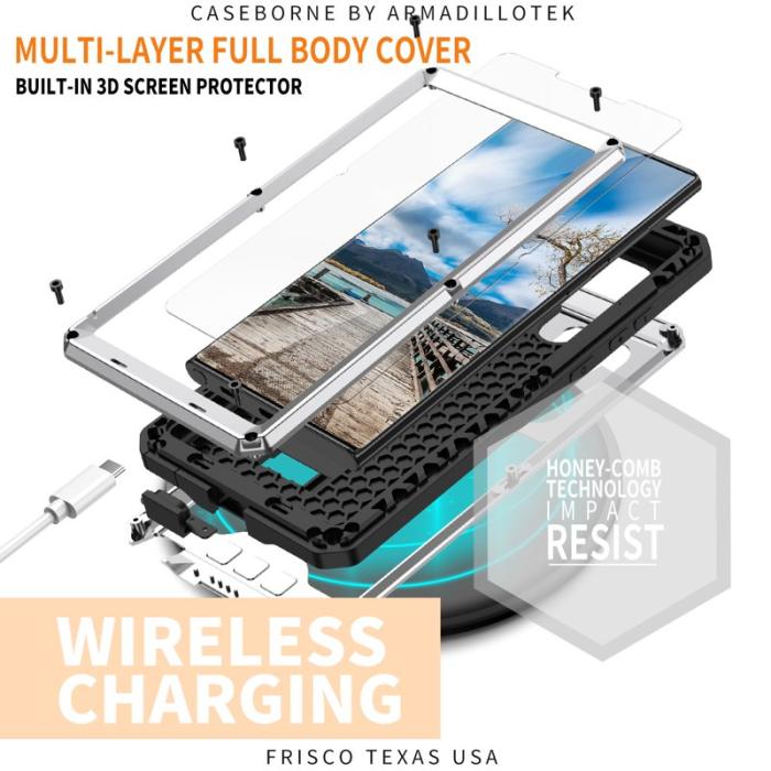 R-JUST - R-JUST Mobilskal till Galaxy S22 Ultra 5G Silver med Kickstand