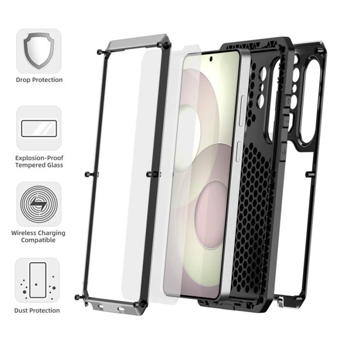 OEM - Mobilskal för Samsung Galaxy S26 Ultra Silikon + Metall - Svart