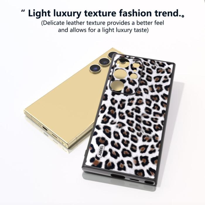 ABEEL - ABEEL Mobilskal till Samsung Galaxy S24 Ultra Läder Silver Leopardmönster