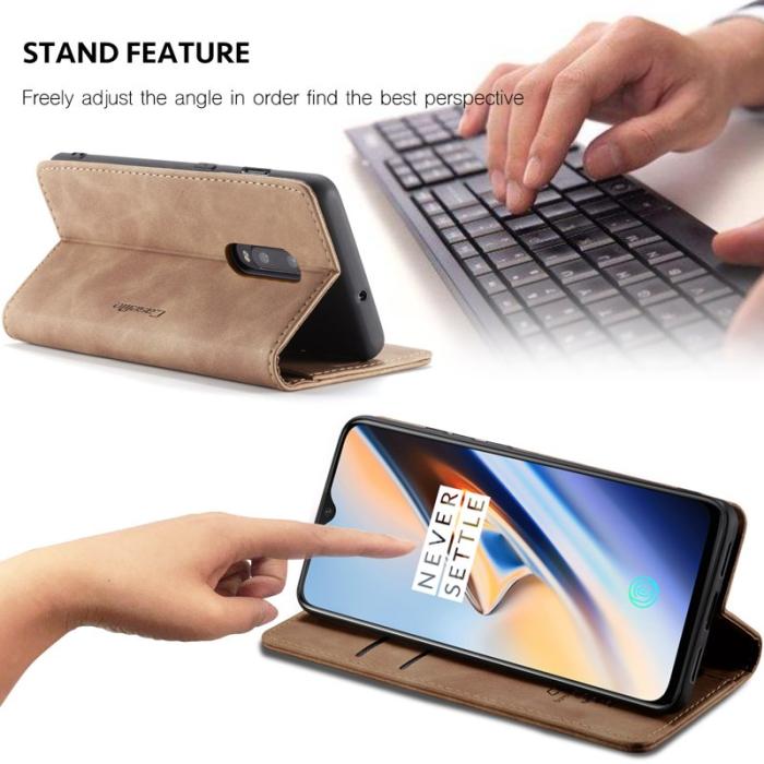 Caseme - CASEME 013 Flip Konstläder Plånboksfodral för OnePlus 7 - Brun