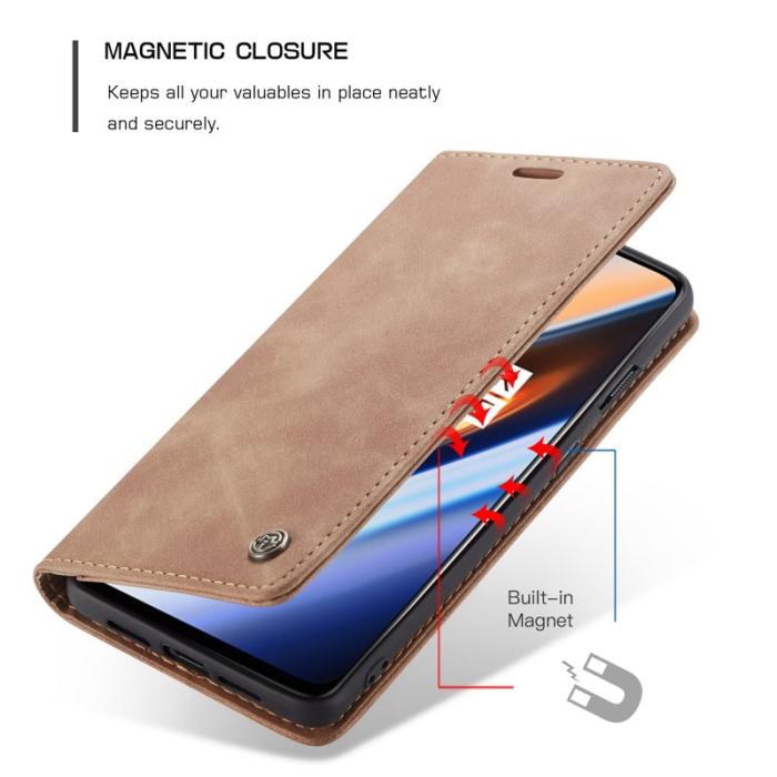 Caseme - CASEME 013 Flip Konstläder Plånboksfodral för OnePlus 7 - Brun
