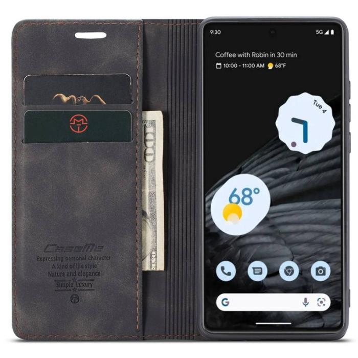 Caseme - CASEME 013 Konstläder Konstläder Plånboksfodral för Google Pixel 7 5G - Svart