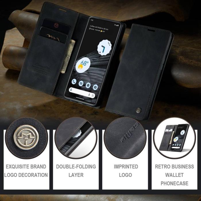 Caseme - CASEME 013 Konstläder Konstläder Plånboksfodral för Google Pixel 7 5G - Svart