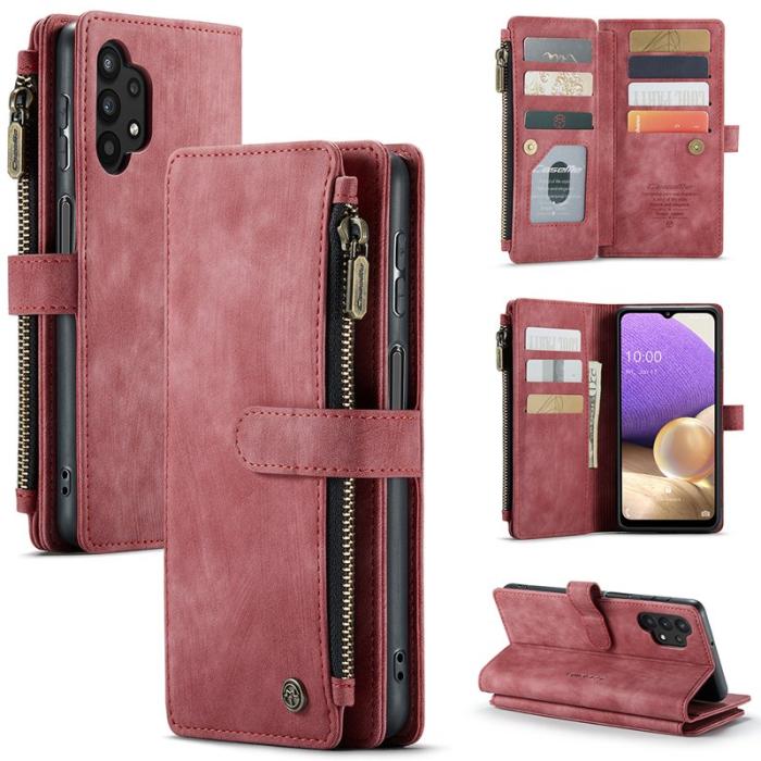 Caseme - CASEME Konstläder Plånboksfodral för Samsung Galaxy A32/M32 5G Röd
