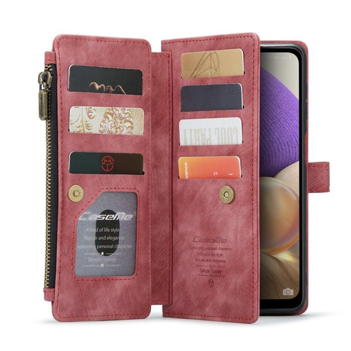 Caseme - CASEME Konstläder Plånboksfodral för Samsung Galaxy A32/M32 5G Röd