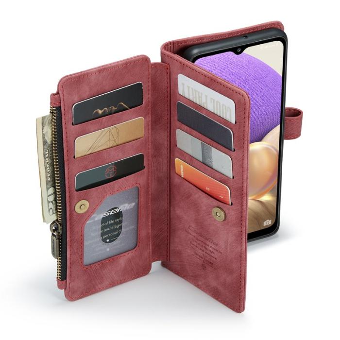 Caseme - CASEME Konstläder Plånboksfodral för Samsung Galaxy A32/M32 5G Röd