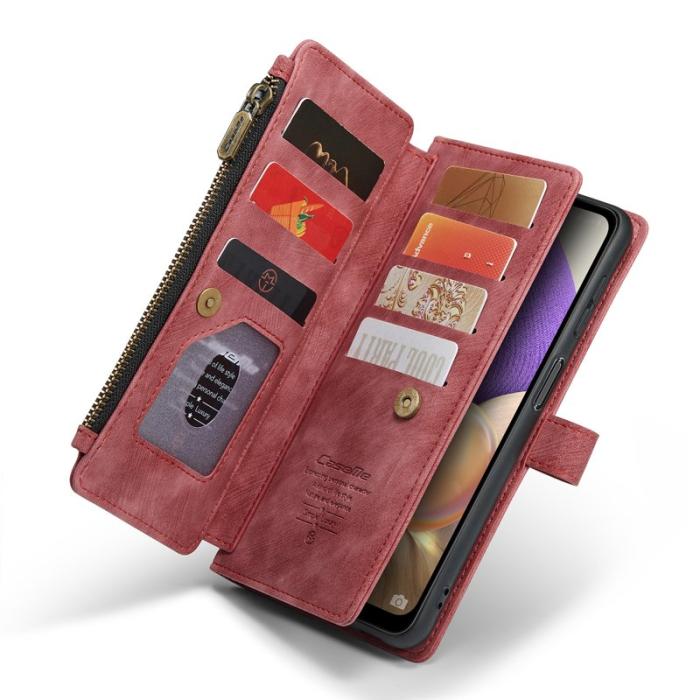 Caseme - CASEME Konstläder Plånboksfodral för Samsung Galaxy A32/M32 5G Röd