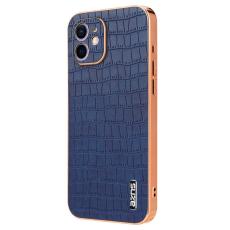 AZNS - AZNS iPhone 12 Fodral Crocodile Textur PU+TPU - Bl&aring;