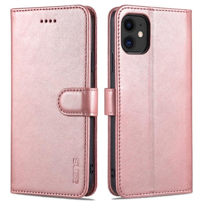 AZNS - AZNS Mobilskal till iPhone 12/12 Pro - KonstLäder - Ställfunktion - Rosa