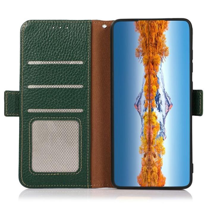 KHAZNEH - KHAZNEH Sony Xperia 1 VII Plånboksfodral RFID Äkta läder - Grön