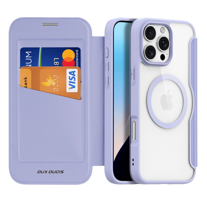 Dux Ducis - Dux Ducis iPhone 16 Pro Plånboksfodral Magsafe Skin X Pro - Lila