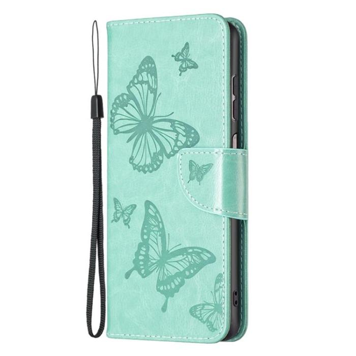 A-One Brand - Butterfly Imprinted Plånboksfodral Galaxy A13 4G - Grön