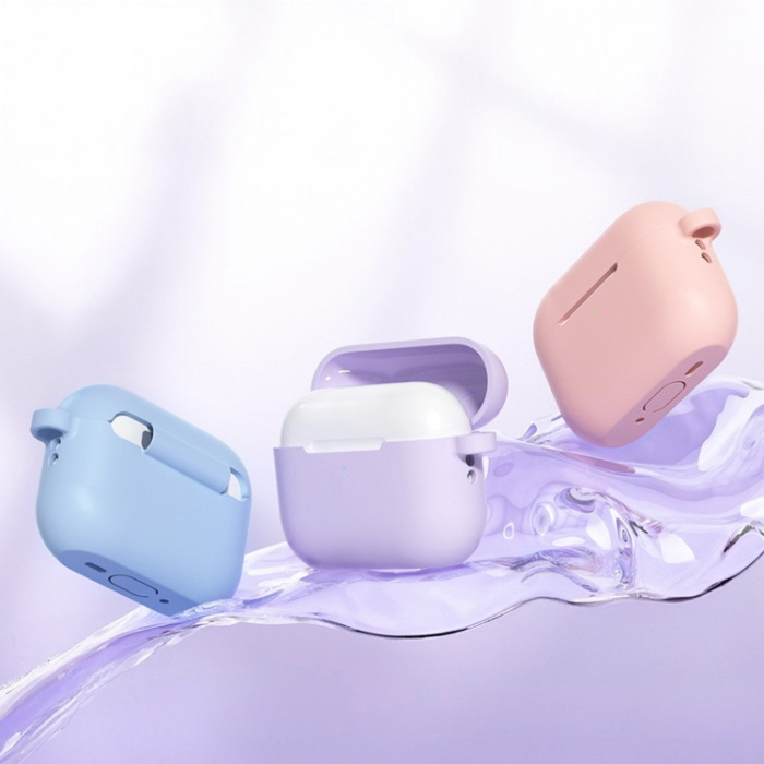A-One Brand - AirPods Pro 3 Skal Med Carabiner Silikon - Lavendelgrå 